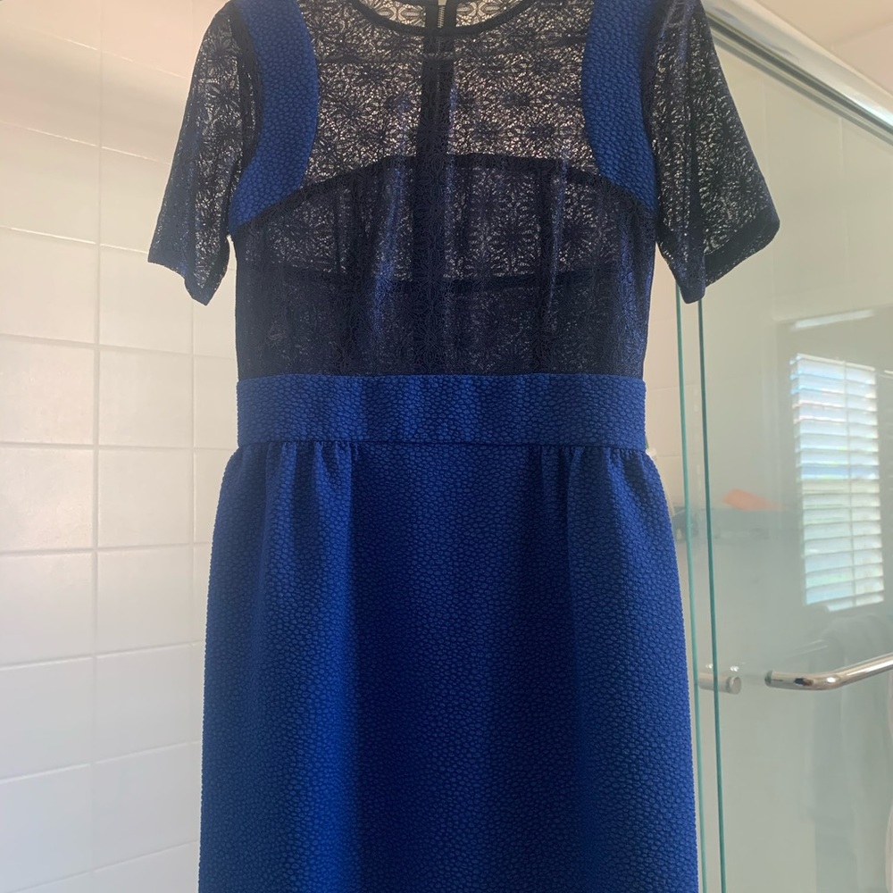 Sandro blue and lace dress